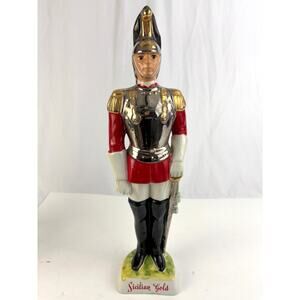 Vintage Italian Sicilian Guard Ceramic Decanter 1960s Barware 18”